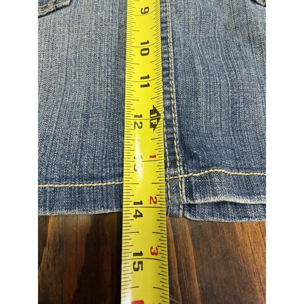 Y2K Hydraulic Micro Mini Skirt Denim Jean Skirt W/Side Vents  ButtonZip Size 7/8 - Picture 5 of 5